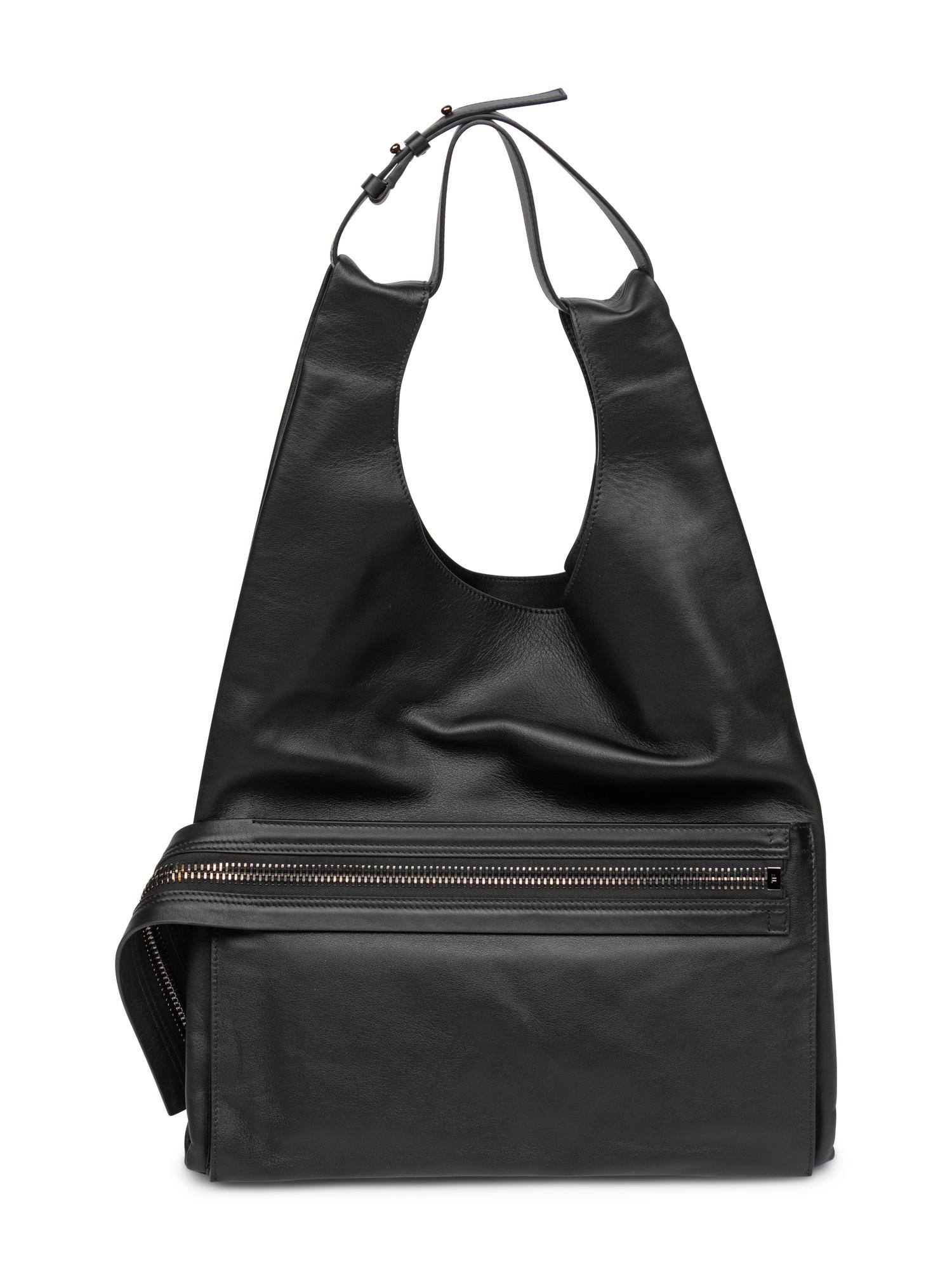 TOM FORD, BLACK LEATHER CONVERTIBLE TOTE