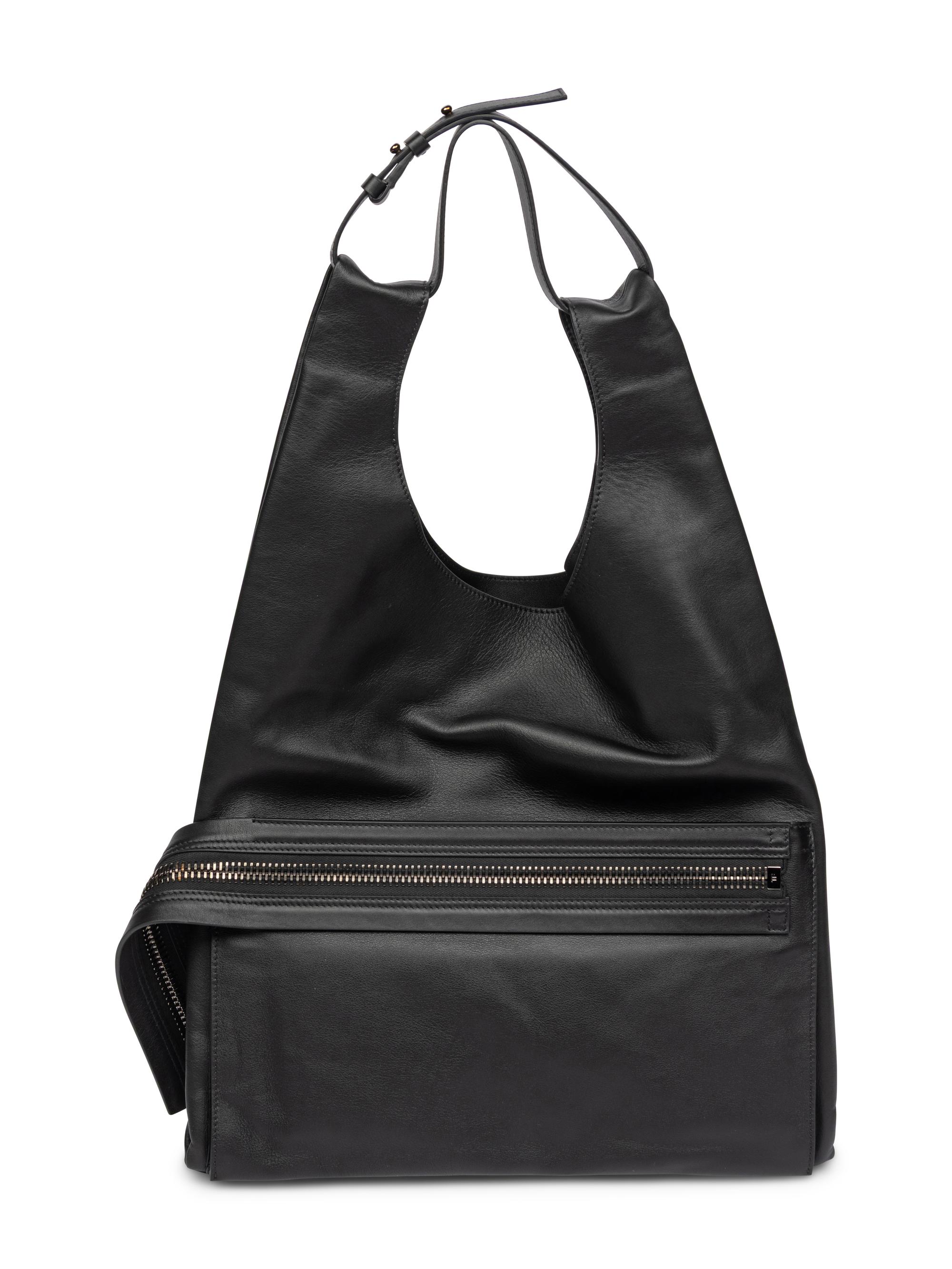 TOM FORD, BLACK LEATHER CONVERTIBLE TOTE