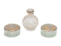 A Group of Art Nouveau Silver Dresser Objects Including Mirrors, Brushes and Combs