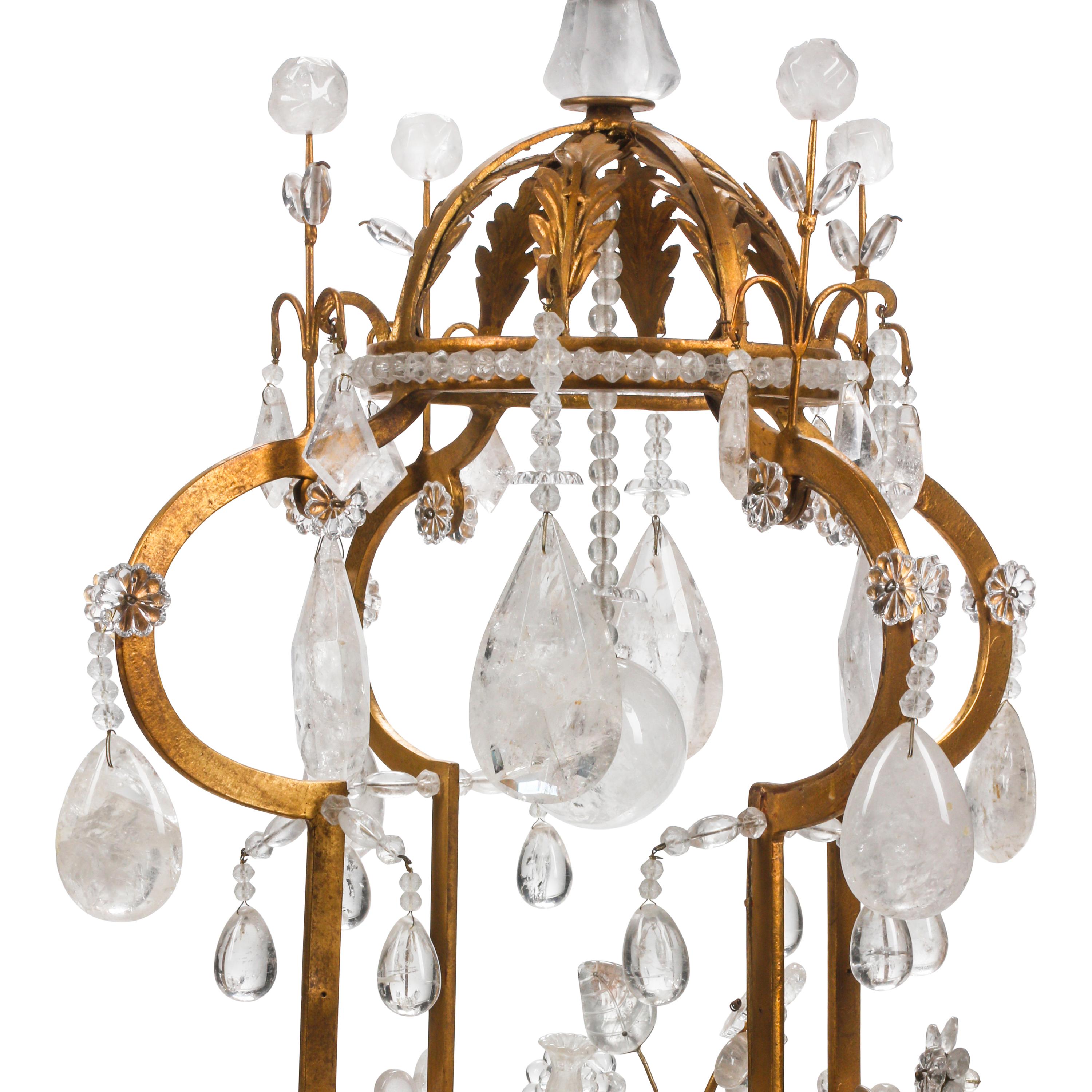 A Louis XV Style Gilt Metal and Rock Crystal Thirteen-Light Chandelier