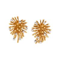 YELLOW GOLD AND DIAMOND EARCLIPS
