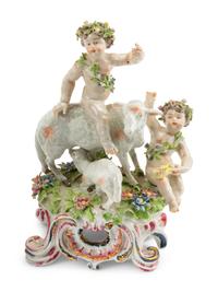 A Pair of Chelsea Porcelain Figural Groups