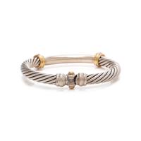 DAVID YURMAN, STERLING SILVER, YELLOW GOLD AND DIAMOND BANGLE BRACELET