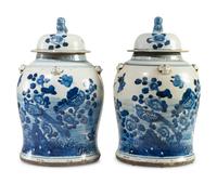 A Pair of Chinese Blue and White Porcelain Ginger Jars