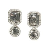 PLATINUM, BLACK AND WHITE DIAMOND EARRINGS