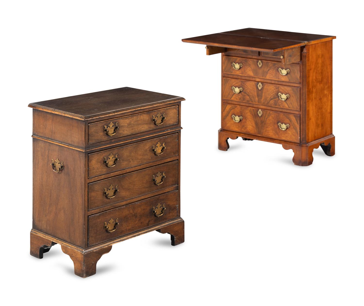 Two George III Style Walnut Chests
