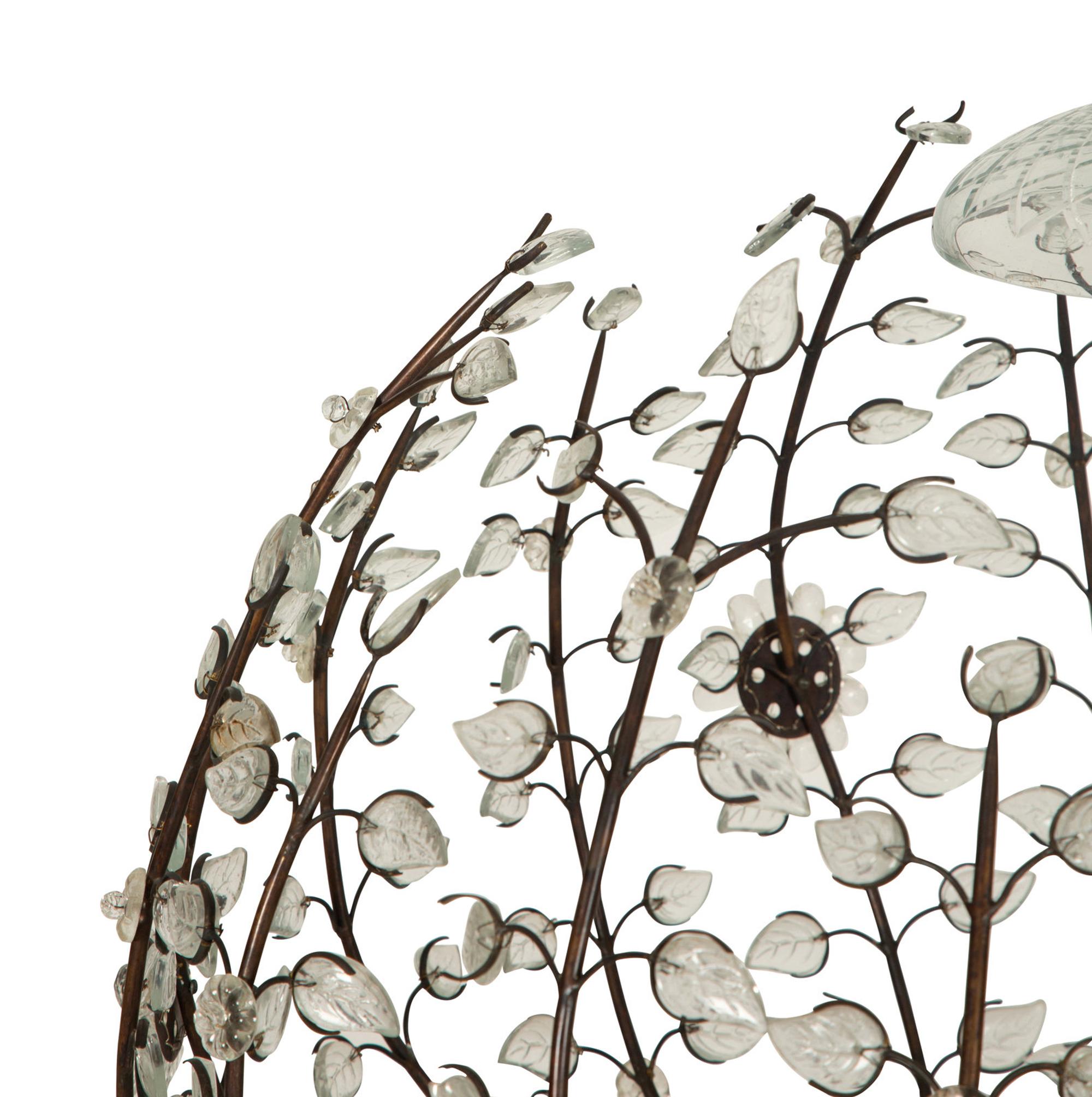 A Large Gilt Metal and Etched Glass Chandelier in the Manner of Maison Baguès