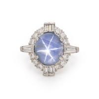 H.W. Beattie & Sons, Star Sapphire, Diamond, and Platinum Ring