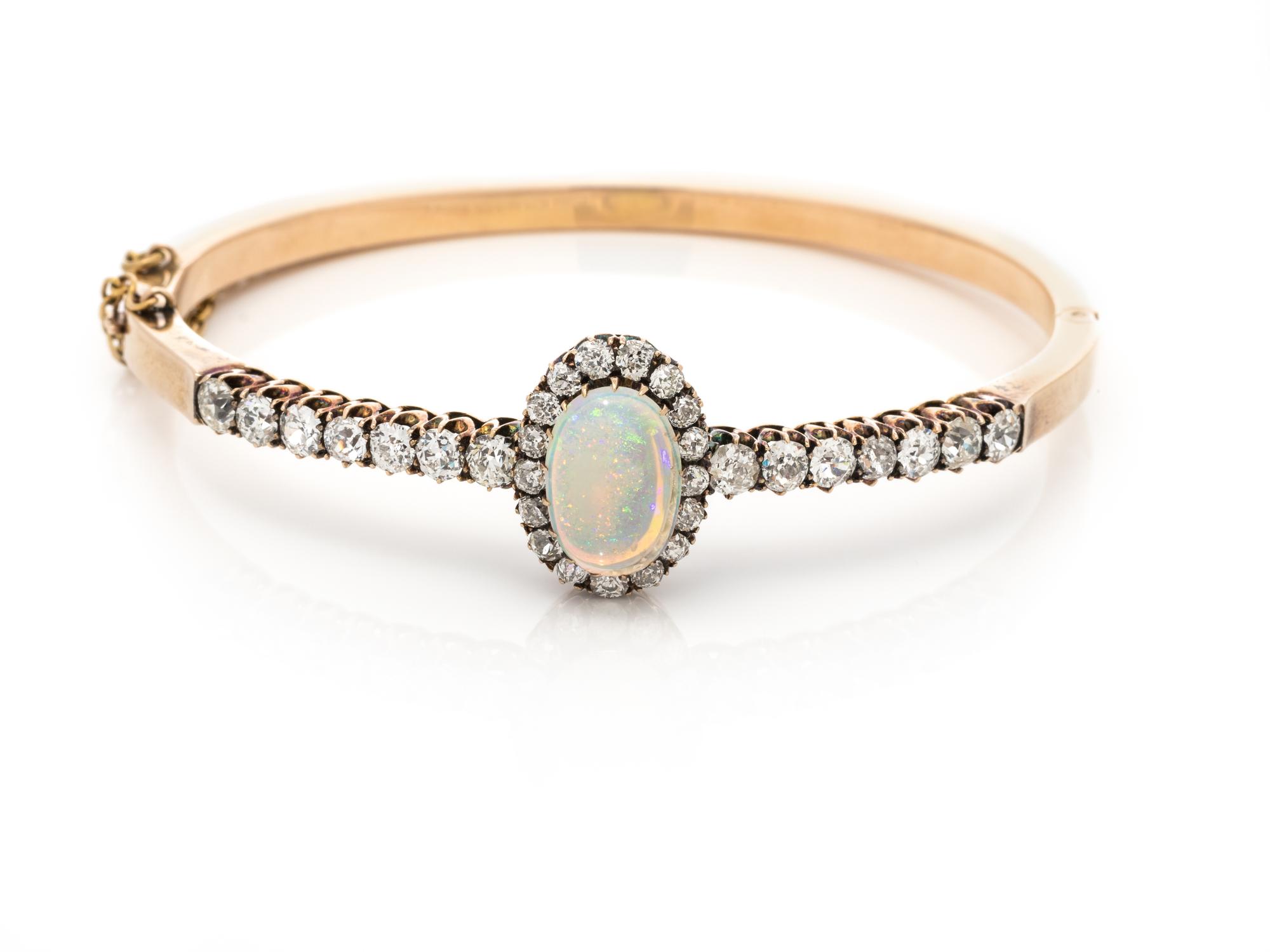 OPAL AND DIAMOND BANGLE BRACELET
