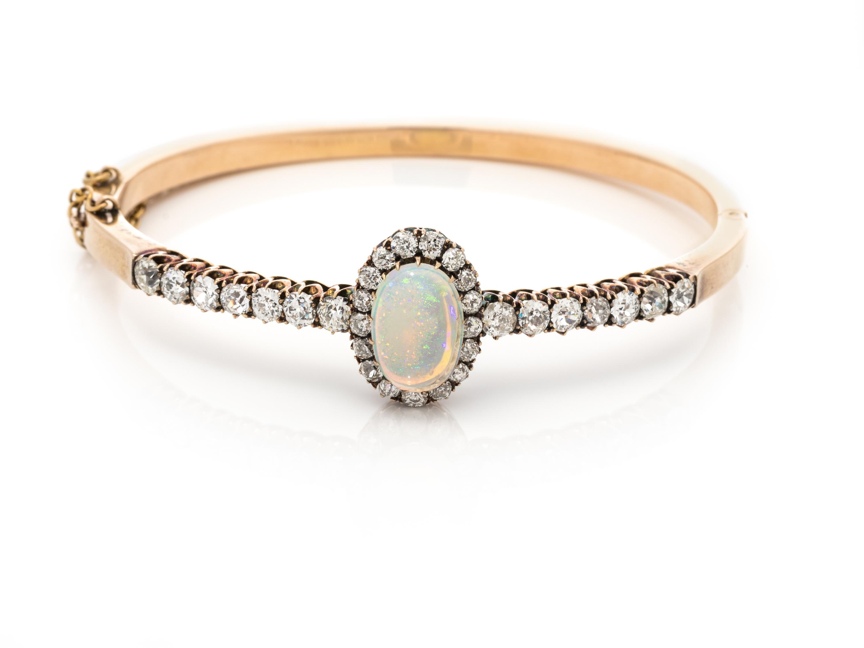 OPAL AND DIAMOND BANGLE BRACELET