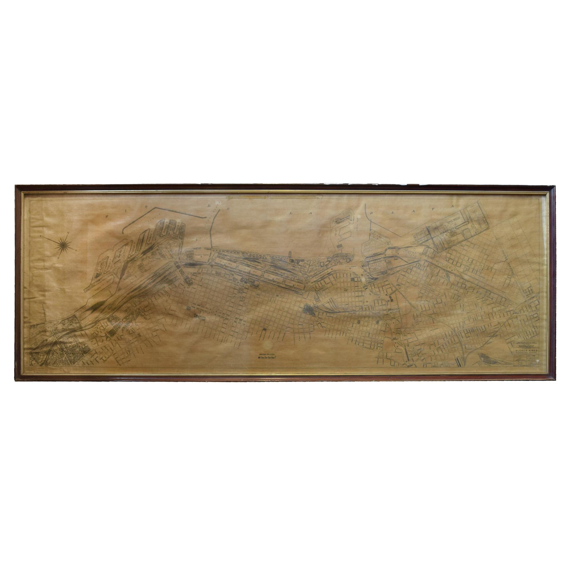 A General Plan of the Port of Buenos Aires 61.5" W x 1" D x 22.5" H — Argentina, Mid-20th Century