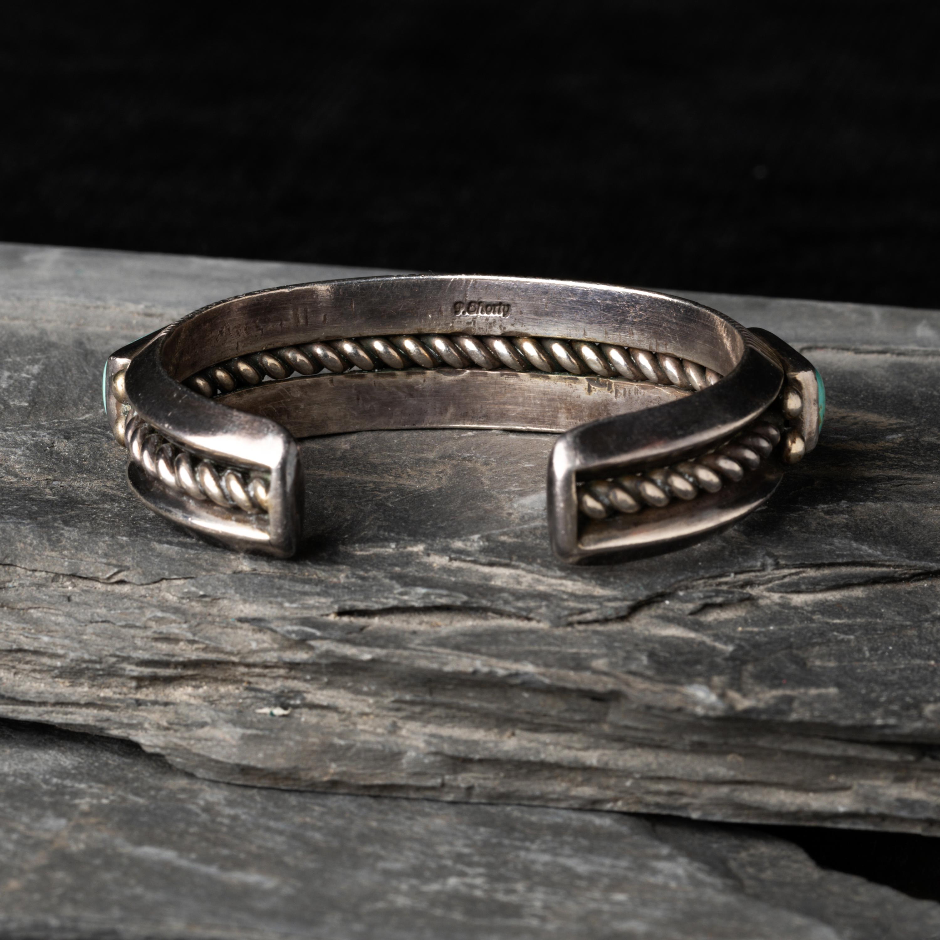 Perry Shorty (Diné, b. 1964) — Traditional Silver and Blue Gem Turquoise Cuff Bracelet