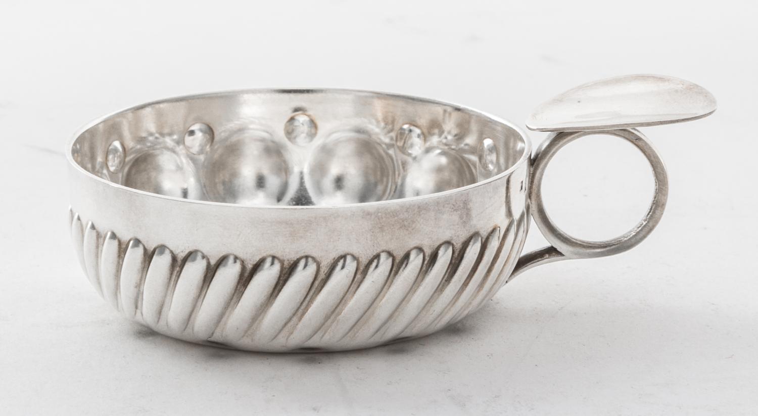 A French Silver-plate Wine Taster, , of typical form with reeded sides