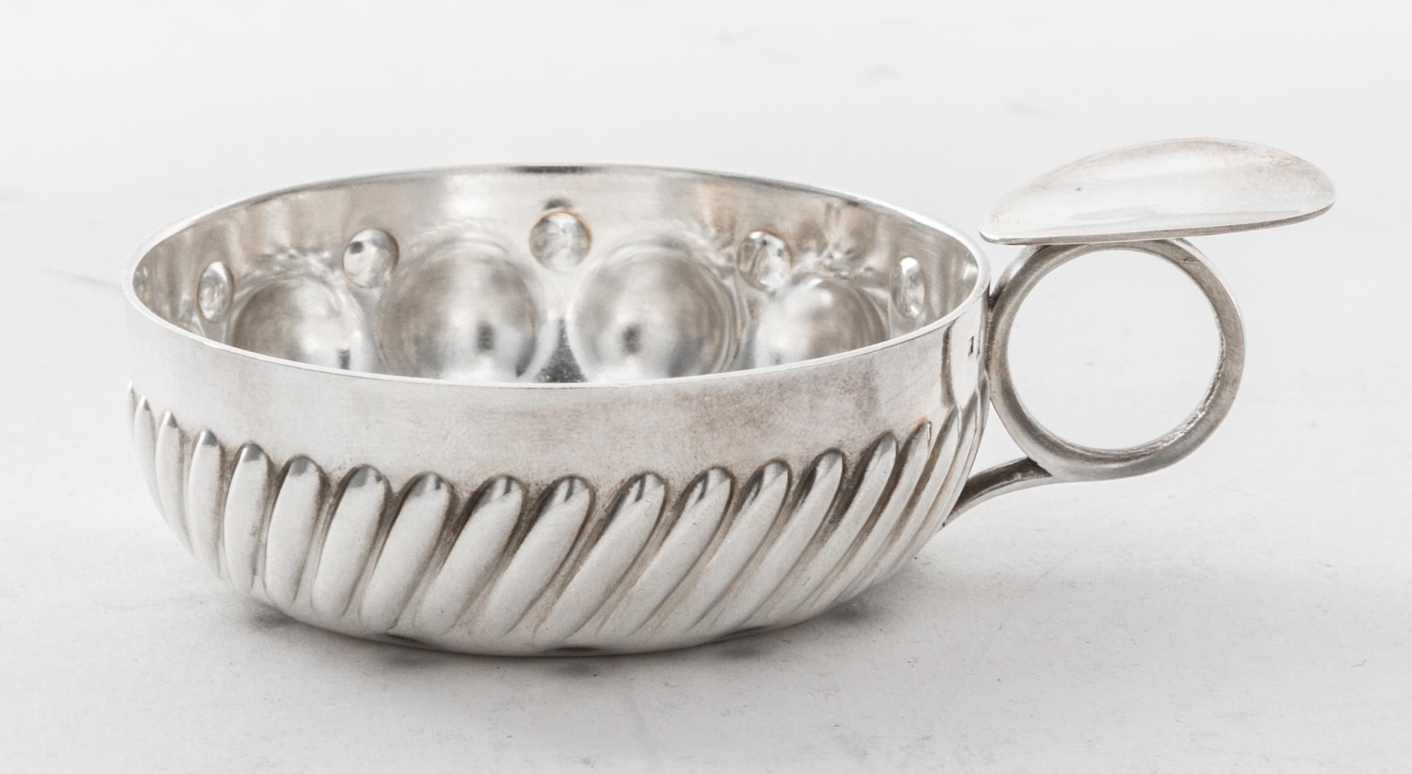 A French Silver-plate Wine Taster, , of typical form with reeded sides