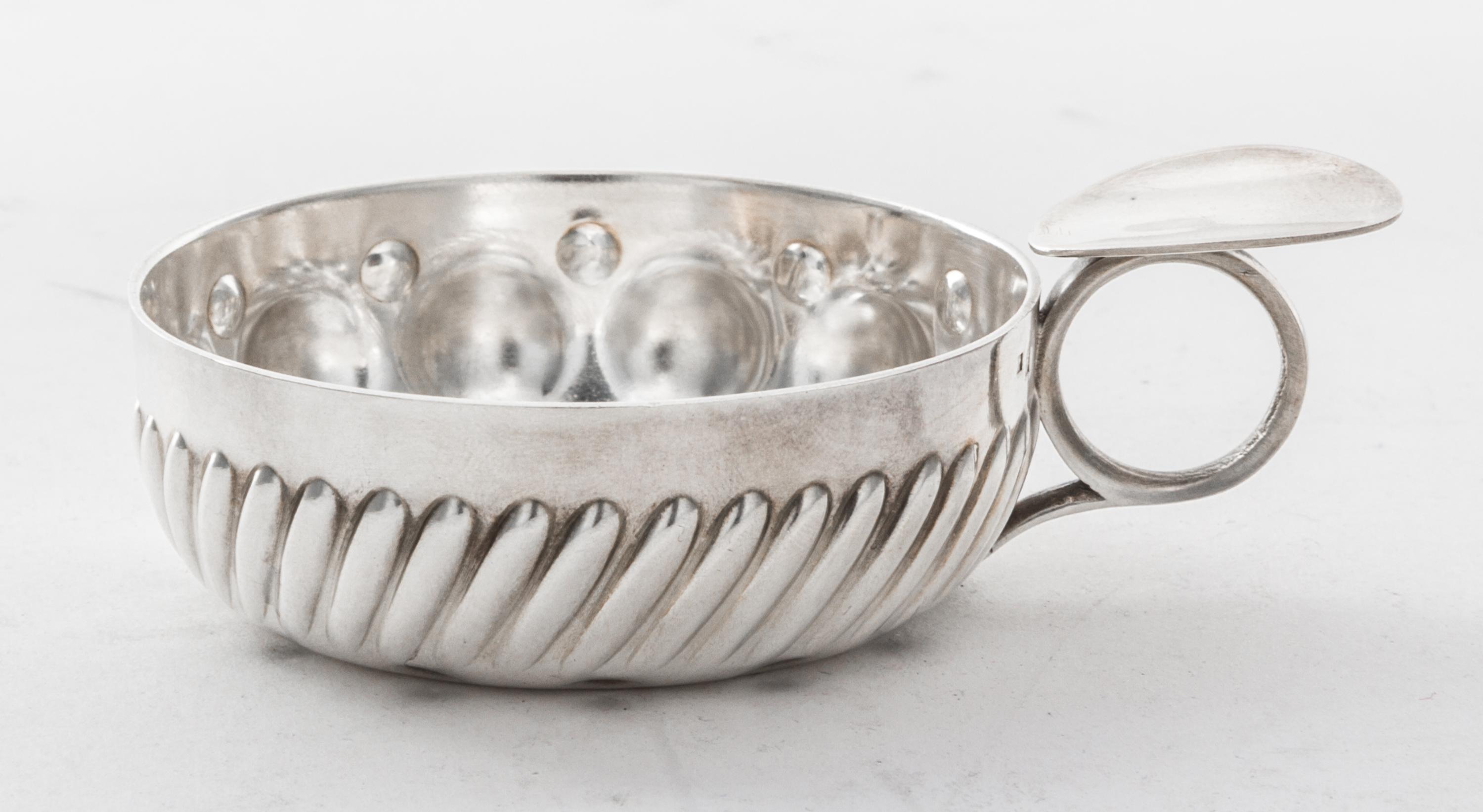 A French Silver-plate Wine Taster, , of typical form with reeded sides