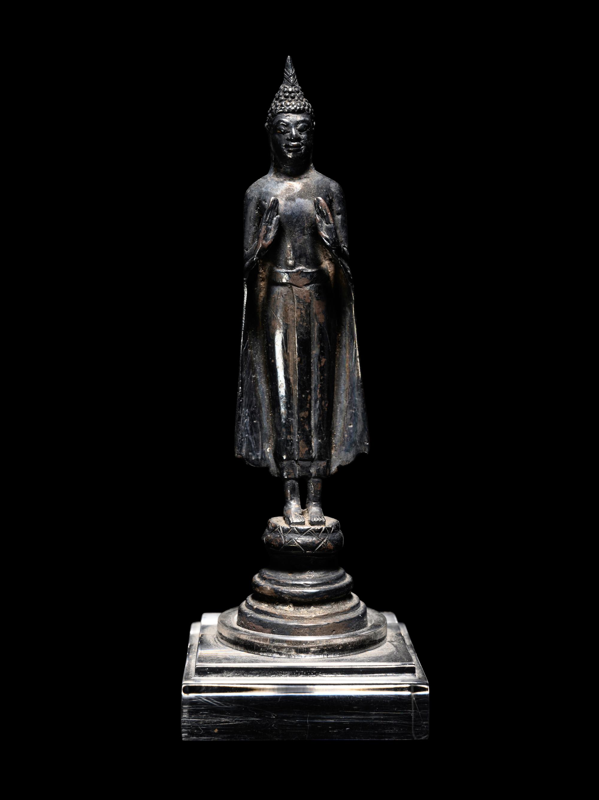 A South East Asian Silver Figure of a Standing Buddha