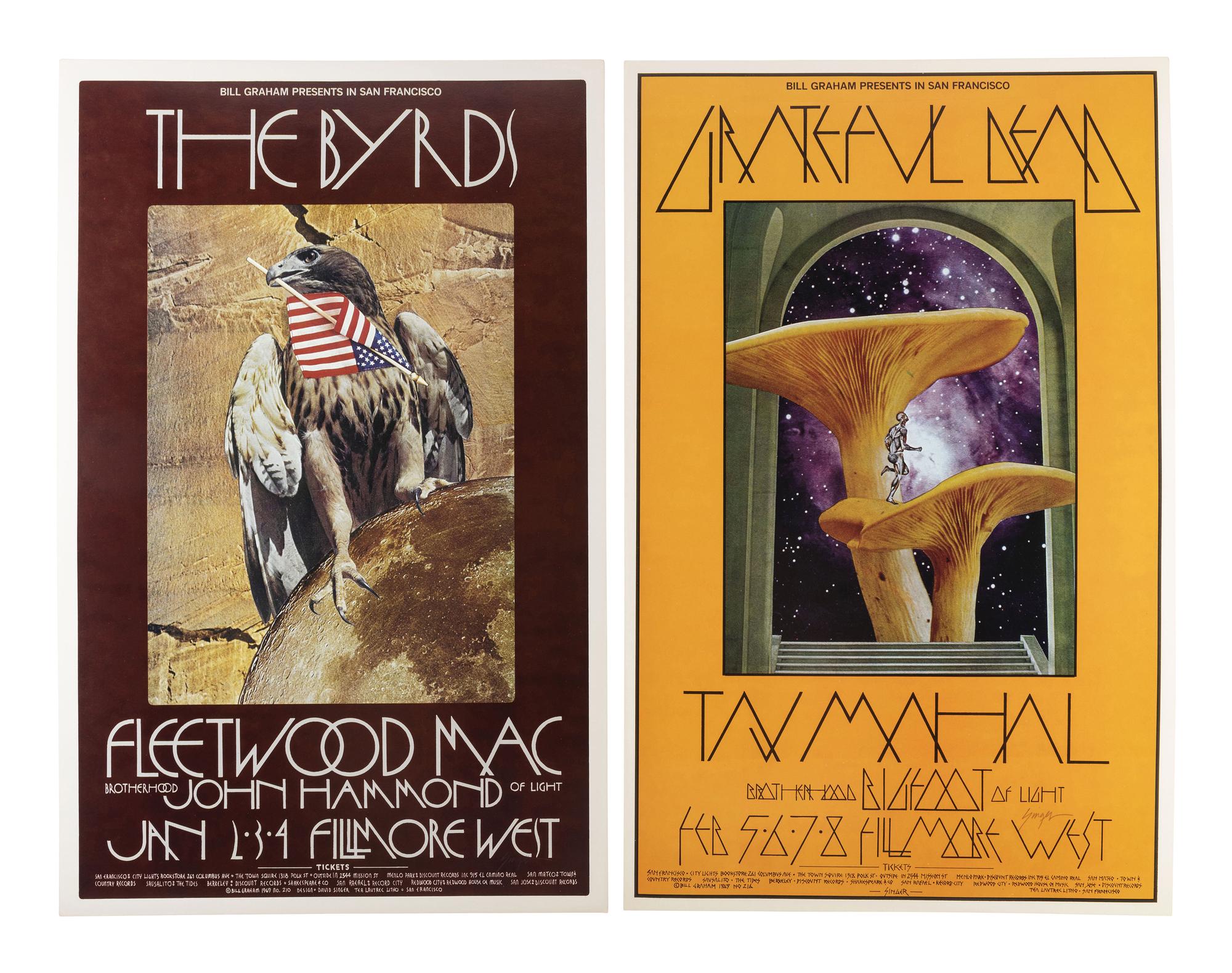 [MUSIC - POSTERS]. SINGER, David, artist. Complete set of 66 SIGNED posters designed for the Fillmore West Ballroom, San Francisco, California. 1969-1971.