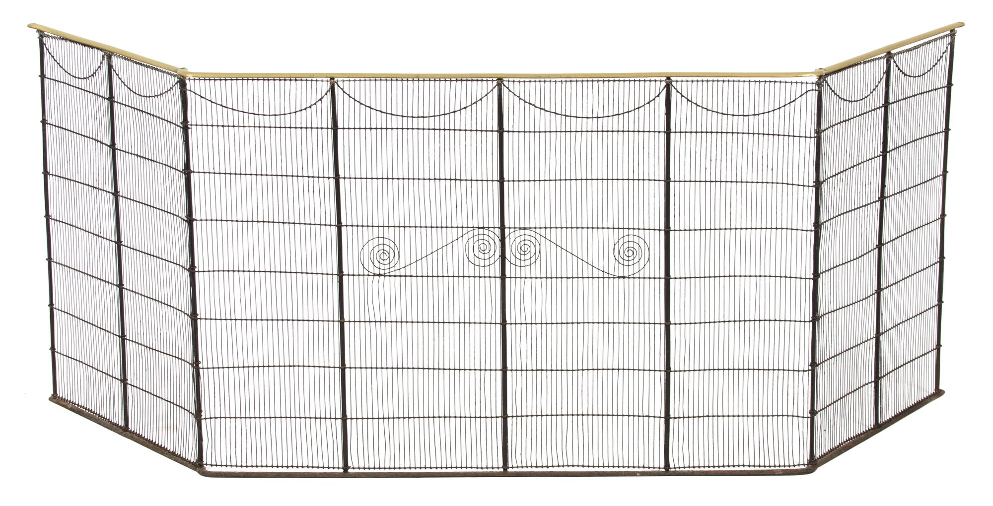A Brass and Wire Hinged Fire Screen Height 24 1/2 x width 36 1/2 x depth 17 1/2 inches. — 20TH CENTURY