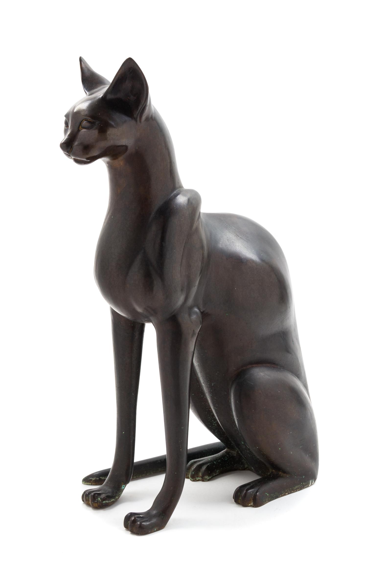 An Egyptian Style Bronze Model of a Seated Cat Height 24 3/8 inches. — 20TH CENTURY