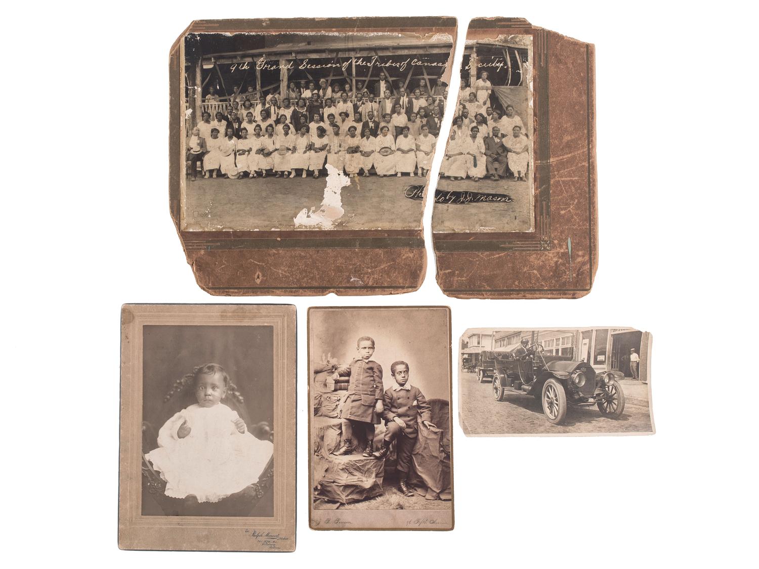[EARLY PHOTOGRAPHY - PORTRAITURE]. A group of 7 photographs featuring African American subjects, including: