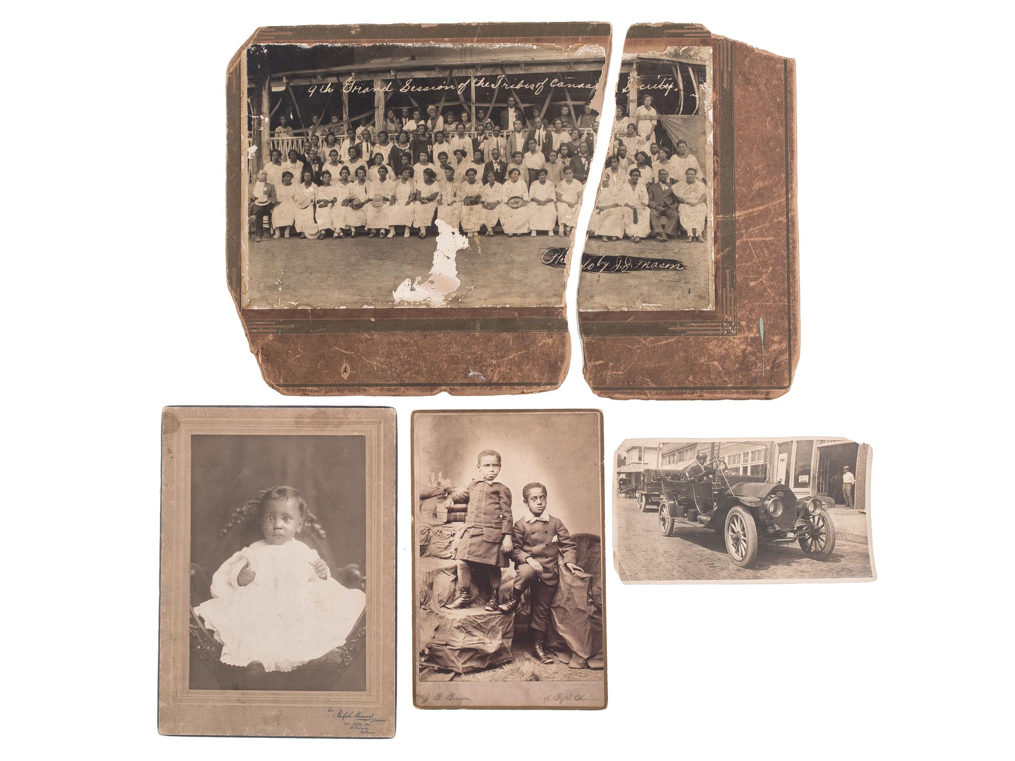 [EARLY PHOTOGRAPHY - PORTRAITURE]. A group of 7 photographs featuring African American subjects, including: