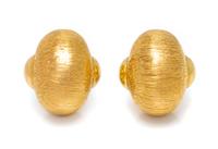 A Pair of 18 Karat Yellow Gold Earclips, 20.10 dwts.