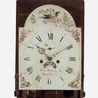A Federal inlaid mahogany tall case clock Works by John Brokaw, Bridge Town, what is now Rahway, NJ, circa 1800