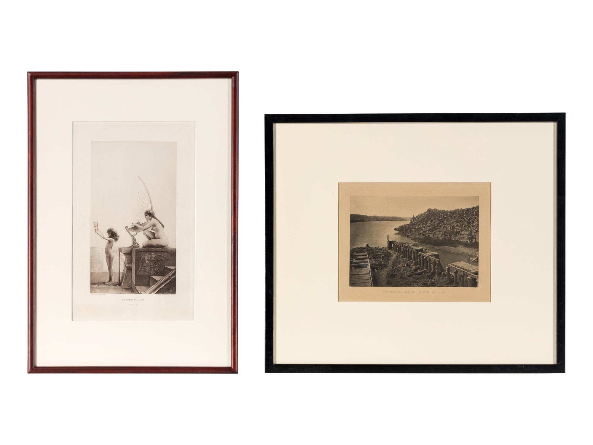"Prayer to Isis" and "The Nile And Colonnade - Temple of Isis - Philae" Framed Prints