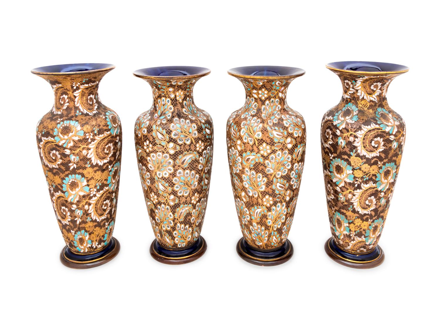 Four Doulton Lambeth Stoneware Vases