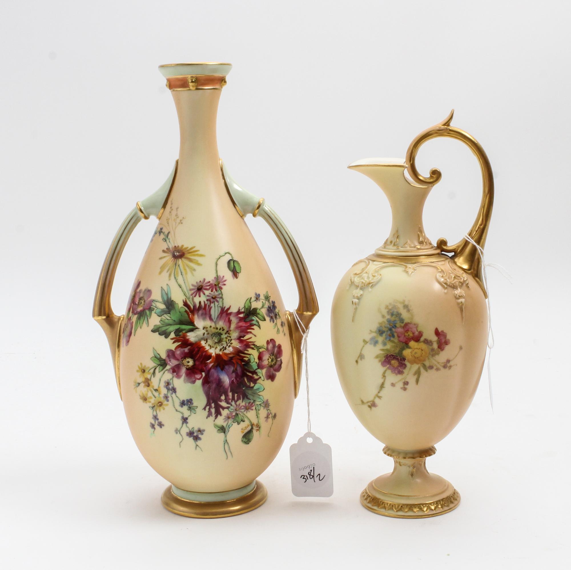 Two Worcester Porcelain Articles Height of taller 11 1/4 inches. — 1902 AND 1904