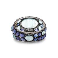 TOURMALINE, TANZANITE AND DIAMOND BANGLE BRACELET