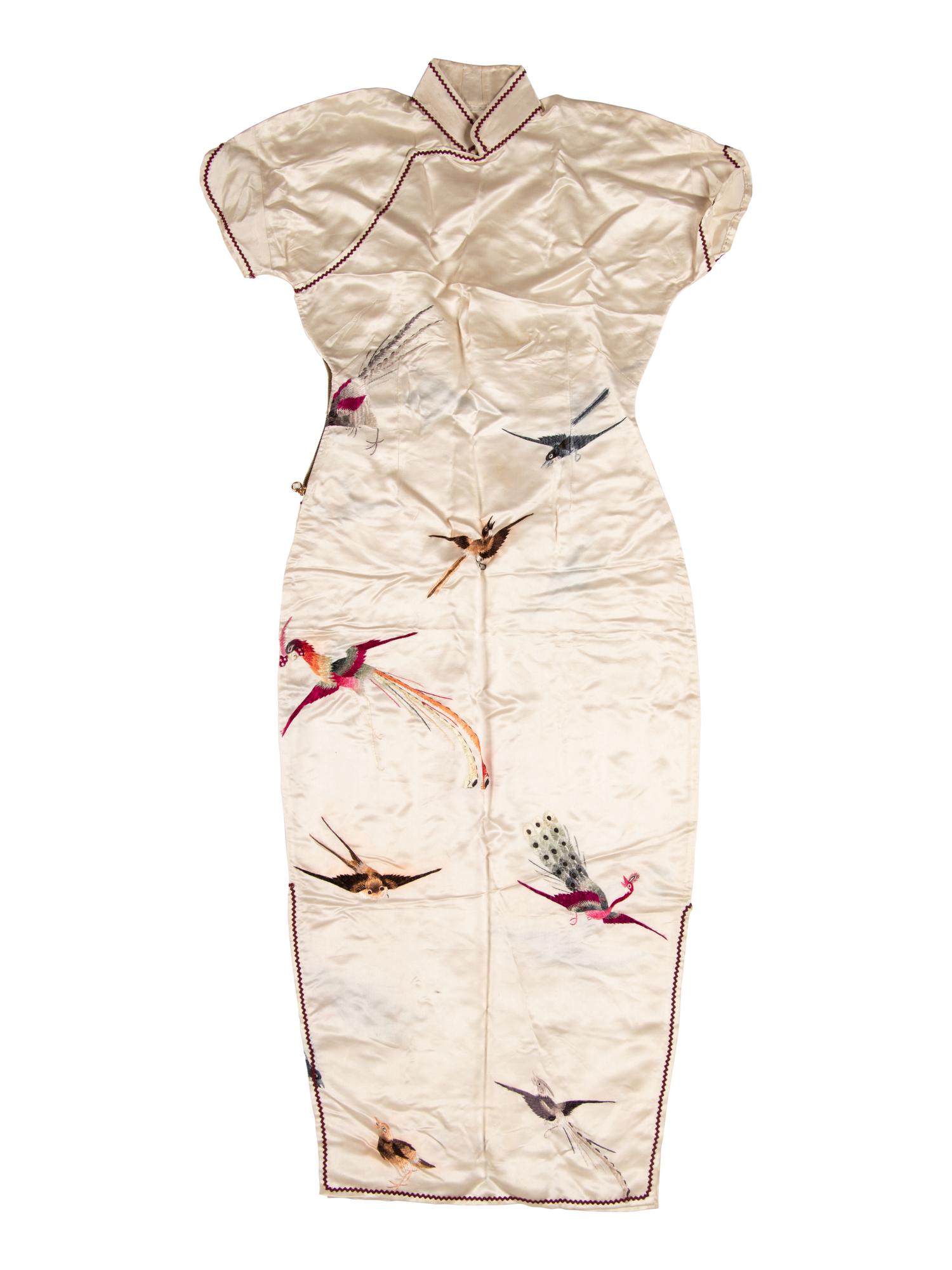 Two Chinese Embroidered Silk Lady's Dress, Qipao