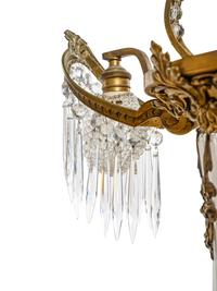 A Continental Gilt Bronze and Glass Three-Light Chandelier