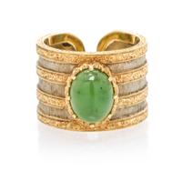 An 18 Karat Gold and Jade Ring, M. Buccellati, 6.20 dwts.