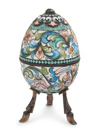 A Russian Enameled Silver Egg