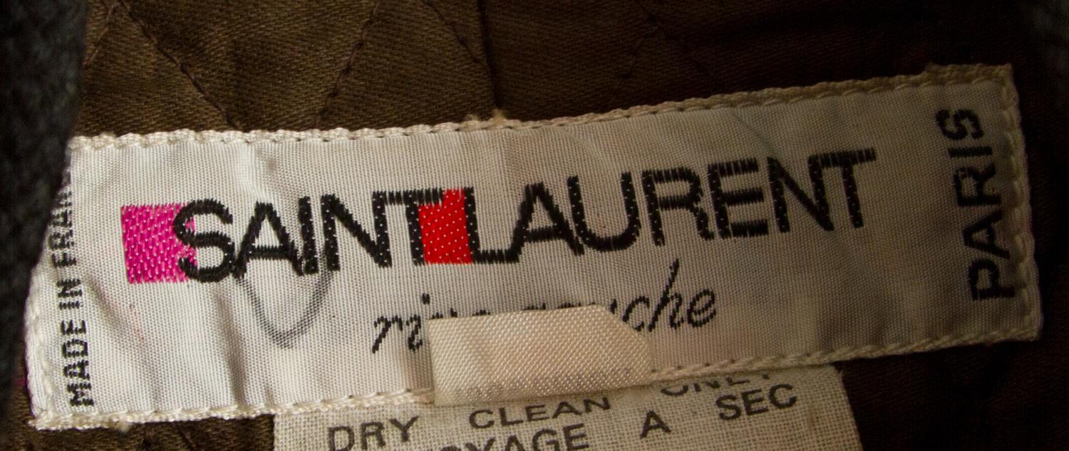 A Yves Saint Laurent Olive Green Cotton Corduroy Coat, Size 40.