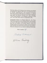 GINSBERG, Allen (1926-1997). A group of 12 works by or about Ginsberg, MANY SIGNED OR INSCRIBED, comprising: