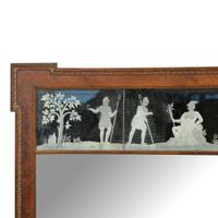 An Edwardian Carved Walnut and Etched Glass Overmantel Mirror