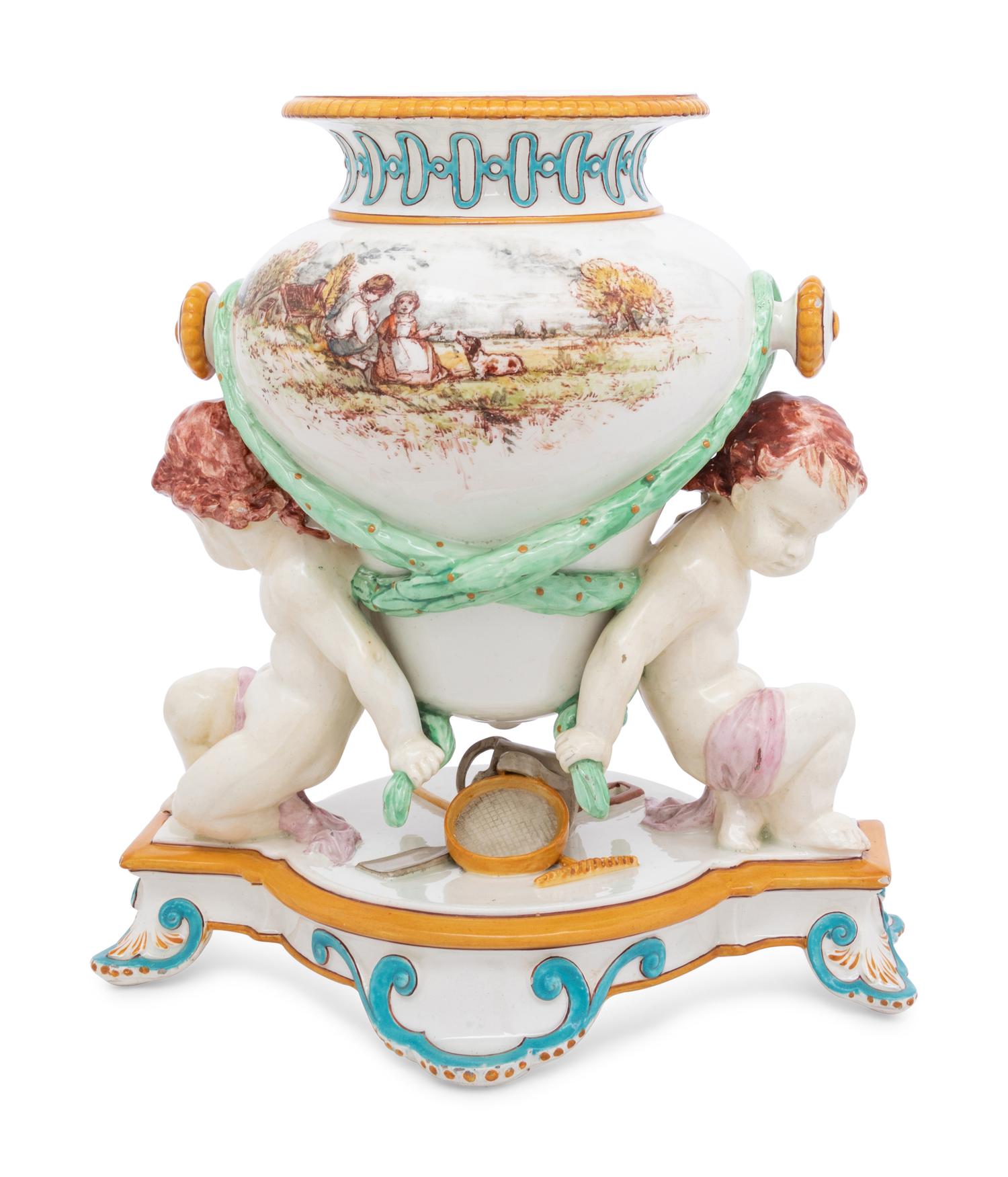A Wedgwood Majolica Figural Vase