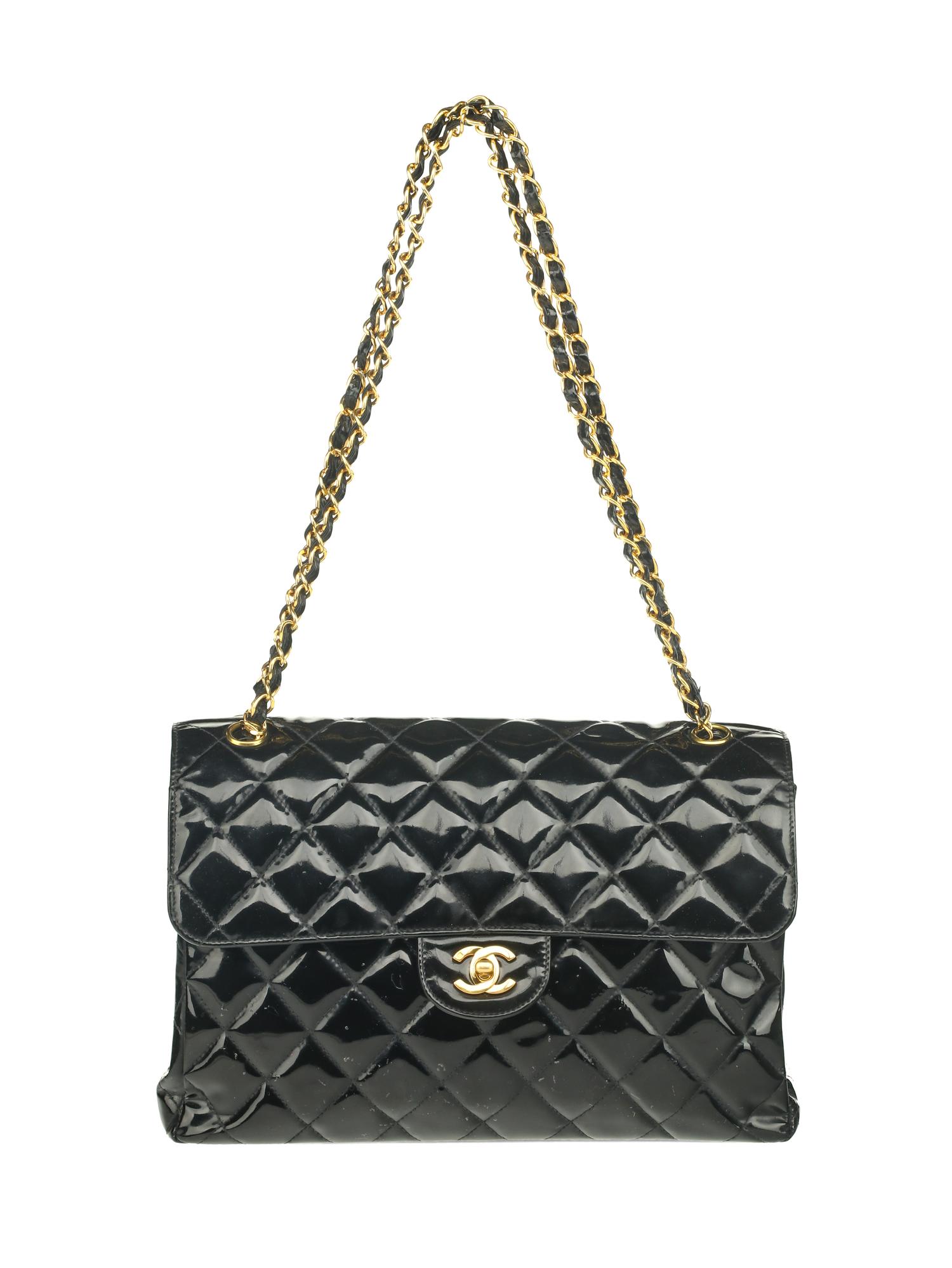 CHANEL, PATENT DOUBLE-SIDED FLAP BAG