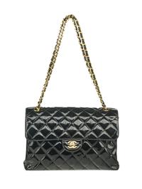 CHANEL, PATENT DOUBLE-SIDED FLAP BAG