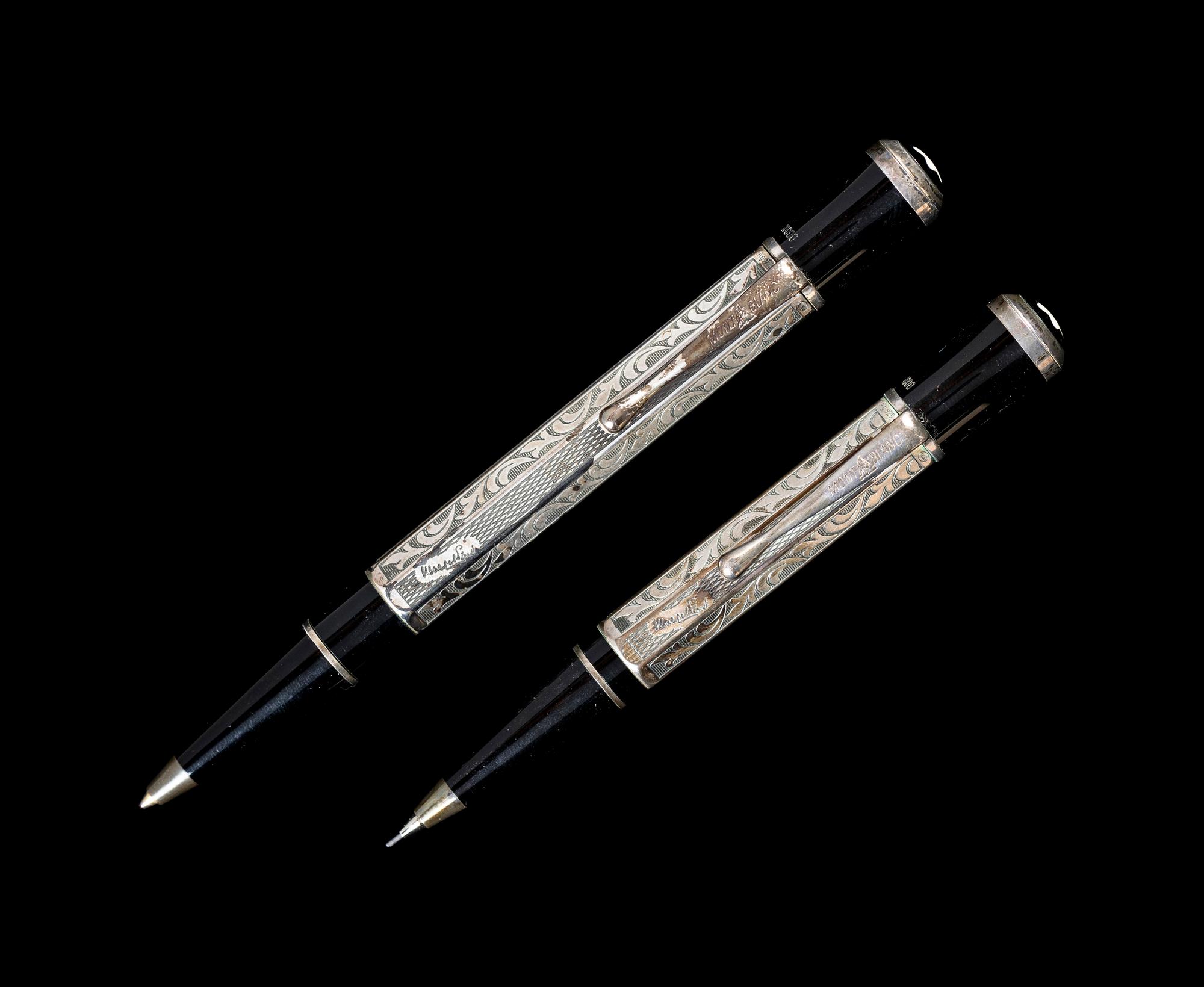 A Montblanc Marcel Proust Limited Edition Fountain Pen, Ballpoint and Mechanical Pencil Set