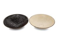 Two Chinese Monochrome Molded Ding Porcelain Bowls