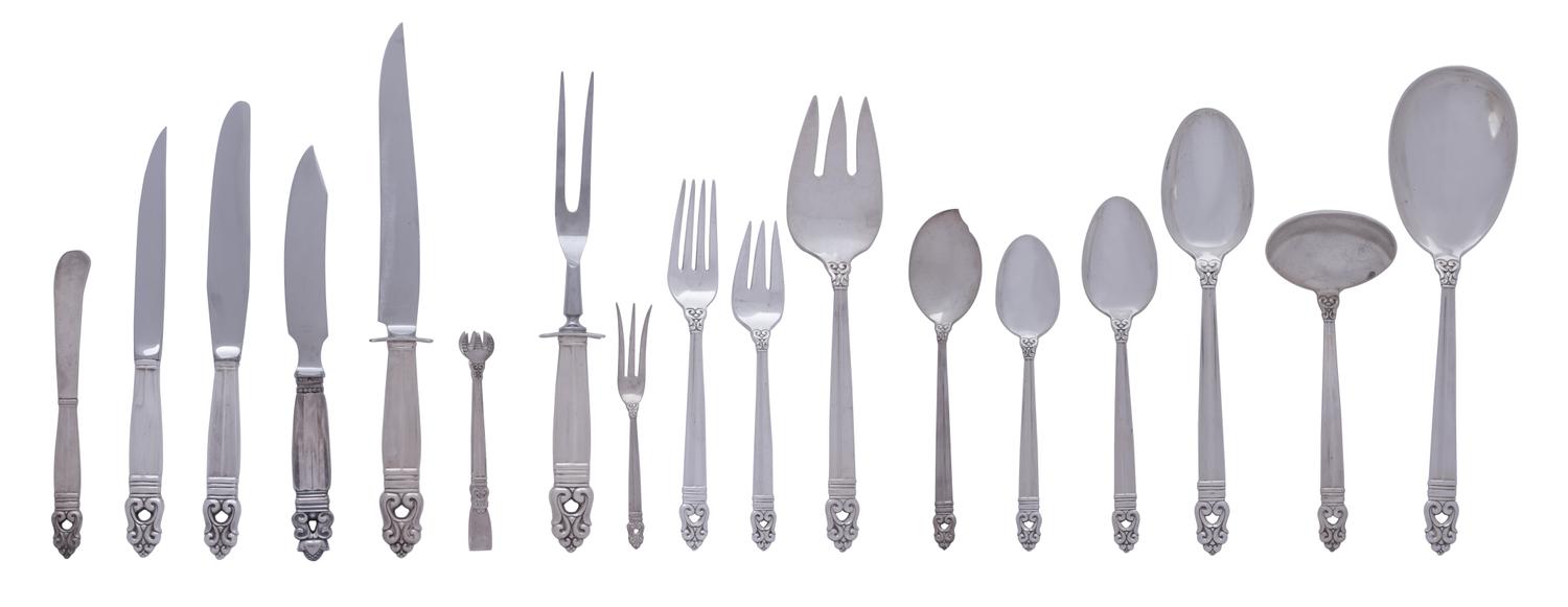 An American Silver Flatware Service for Twelve