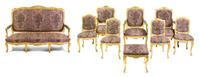 A Louis XV Style Carved Giltwood Salon Suite Height of settee 49 x width 71 1/2 x depth 29 inches. — LATE 19TH/EARLY 20TH CENTURY