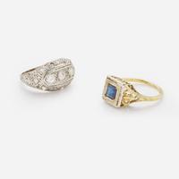 A Collection of Two Vintage Gem-Set Rings