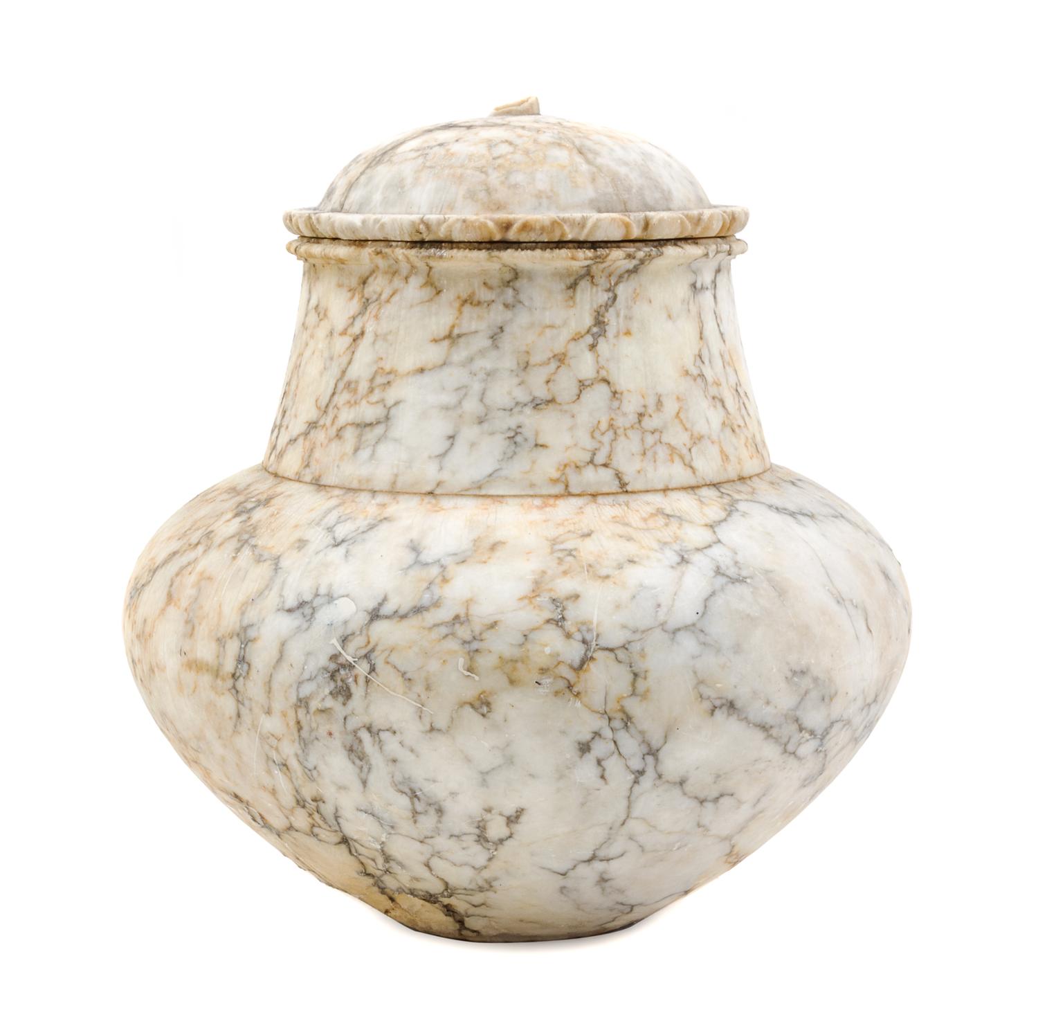 A Large Italian Alabaster Vase Height 12 inches. — 19TH CENTURY