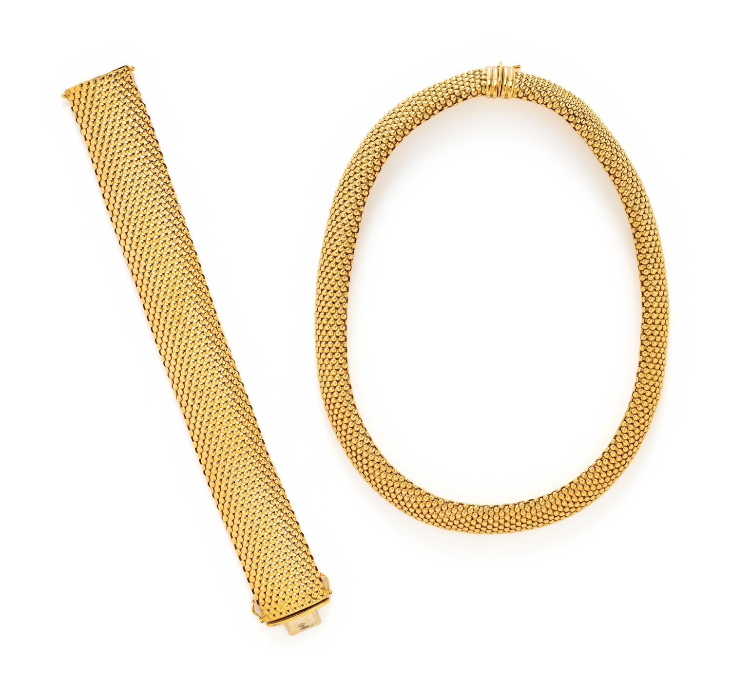 YELLOW GOLD NECKLACE AND BRACELET SET