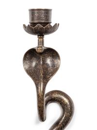 A Pair of Brass Cobra Single-Light Sconces and a Bronze Single-Light Cobra Sconce