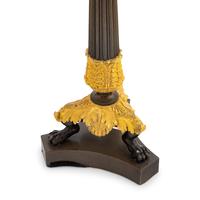 A Pair of Charles X Gilt and Patinated Bronze Candlesticks